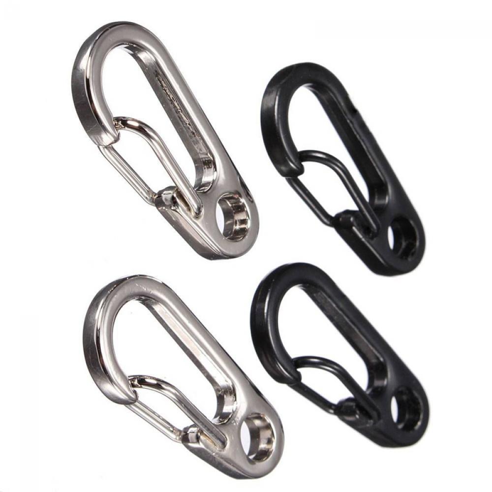 Pair EDC Keychain Clip Split Ring Keyring Spring Buckle Stainless Steel Carabiner