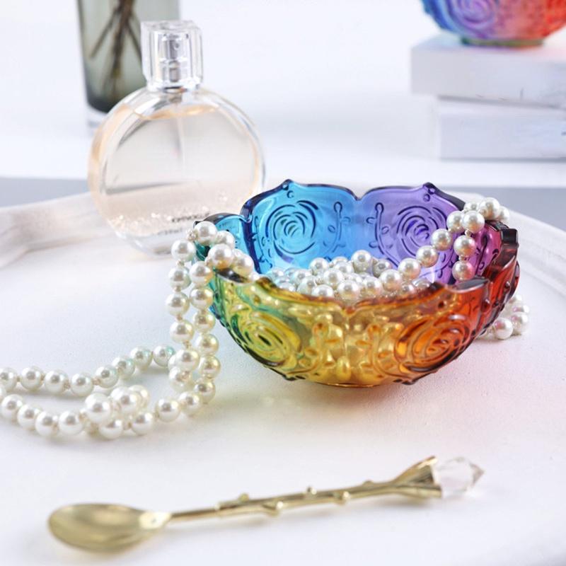 Diy Кристалл Капля Клей Эпоксидная Смола Роза Лотос Чаша Для Хранения Зеркало Силиконовая Форма