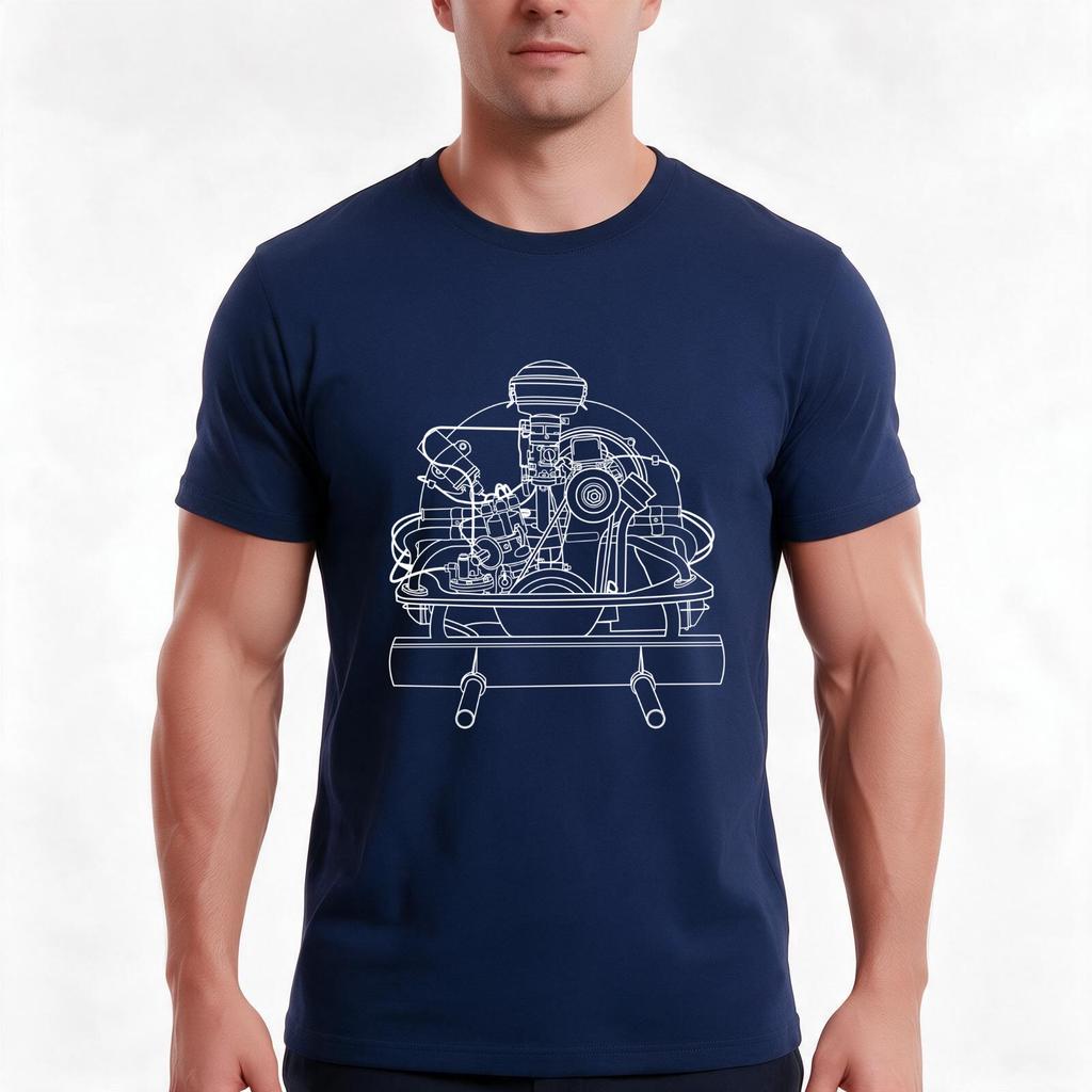 Aircooled Engine Bugbus Stock Tshirt Summer Casual Cotton Tee Oversized Streetwear Tops Vintage Graphic Print 100 Cotton