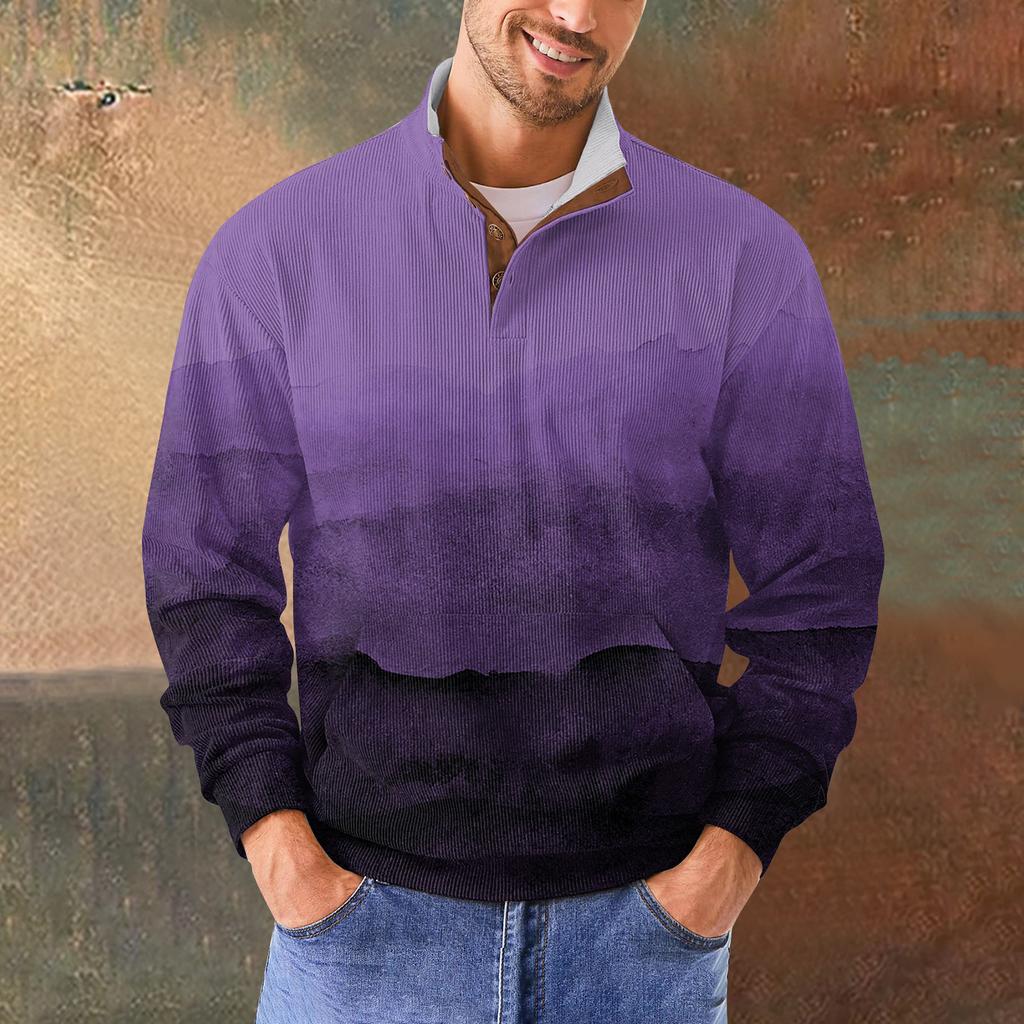 Мужская повседневная толстовка в стиле ретро с градиентным принтом