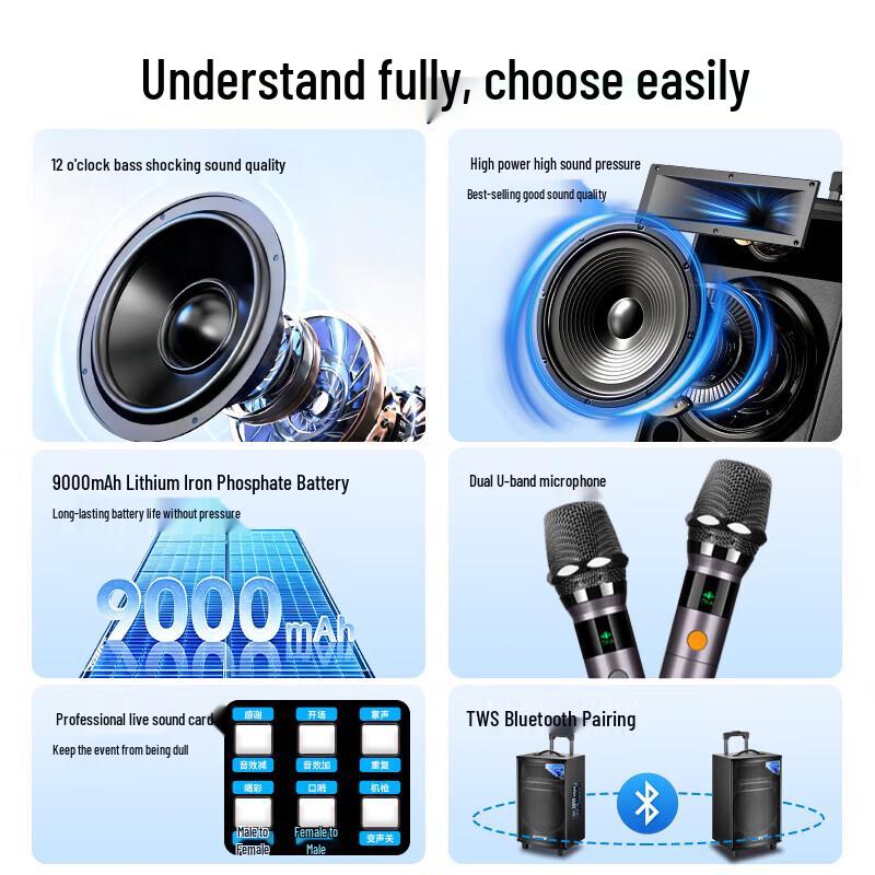 SAST SA-122X Portable Outdoor Karaoke Speaker (CN version)