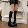 Модные женские сапоги до колена, модные ботильоны на платформе, танкетке, длинные ботинки, осенне-зимняя женская обувь