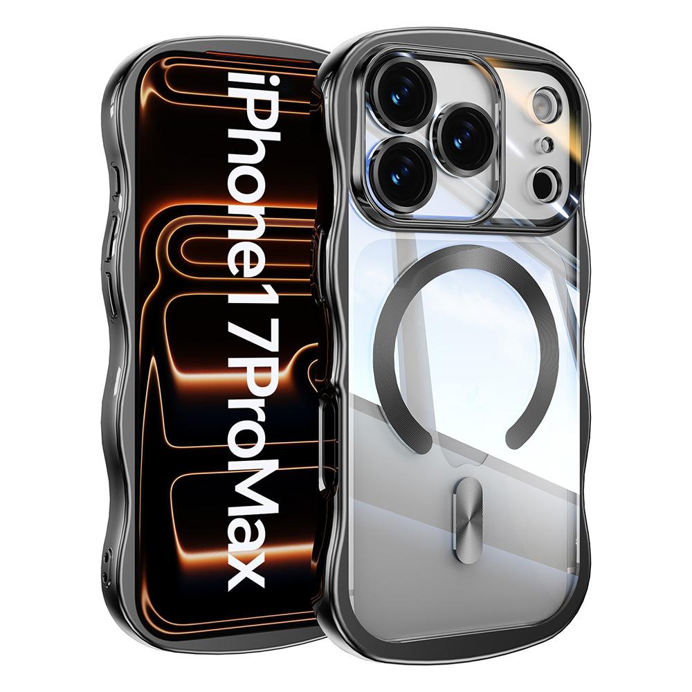 Роскошный магнитный чехол с покрытием для iPhone 17 16 Pro Max, простой дизайн волны, волнистая рамка, мягкая крышка для iPhone 17 Pro Max