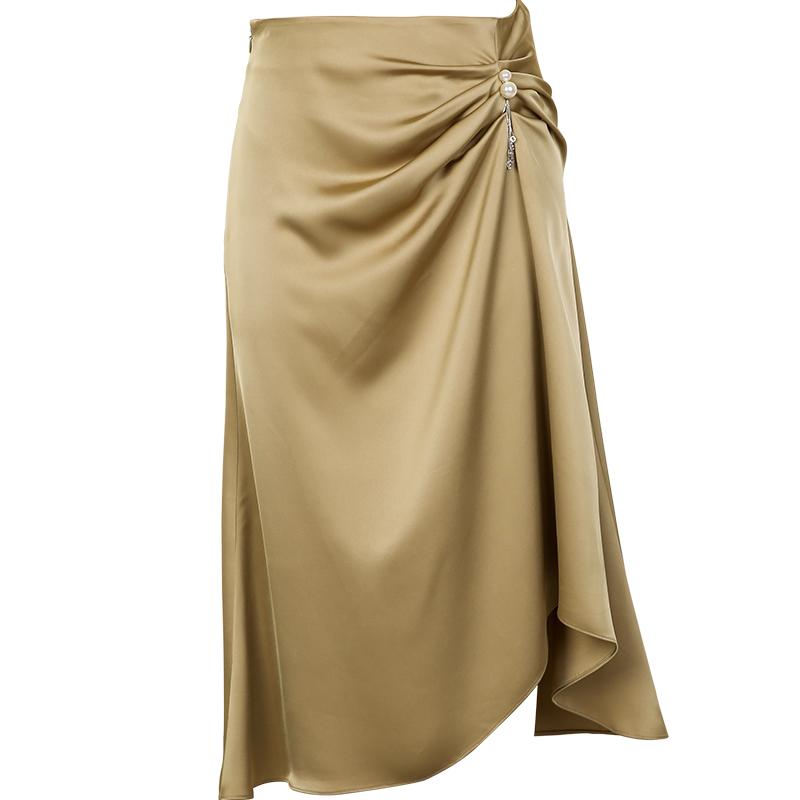 Ditu Professional Commuting Irregular Satin A-line Half Skirt