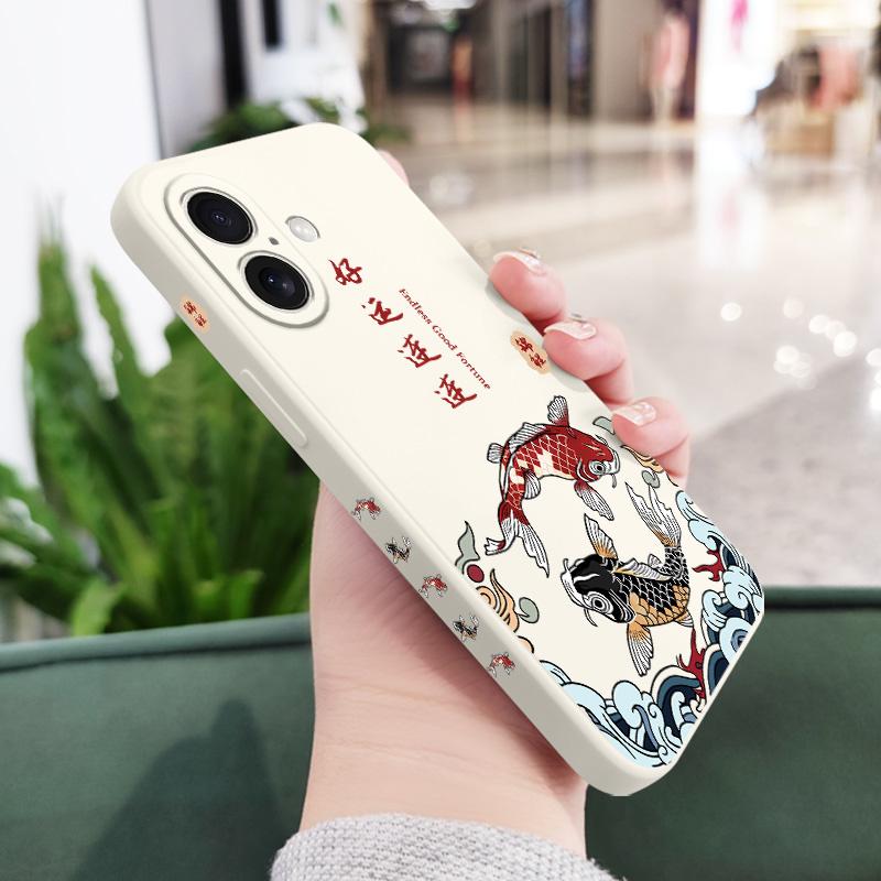 Good Luck Carp Phone Case For iPhone 16 16e 15 14 13 12 11 X XR XS Plus Pro Max Mini Silicone Cover