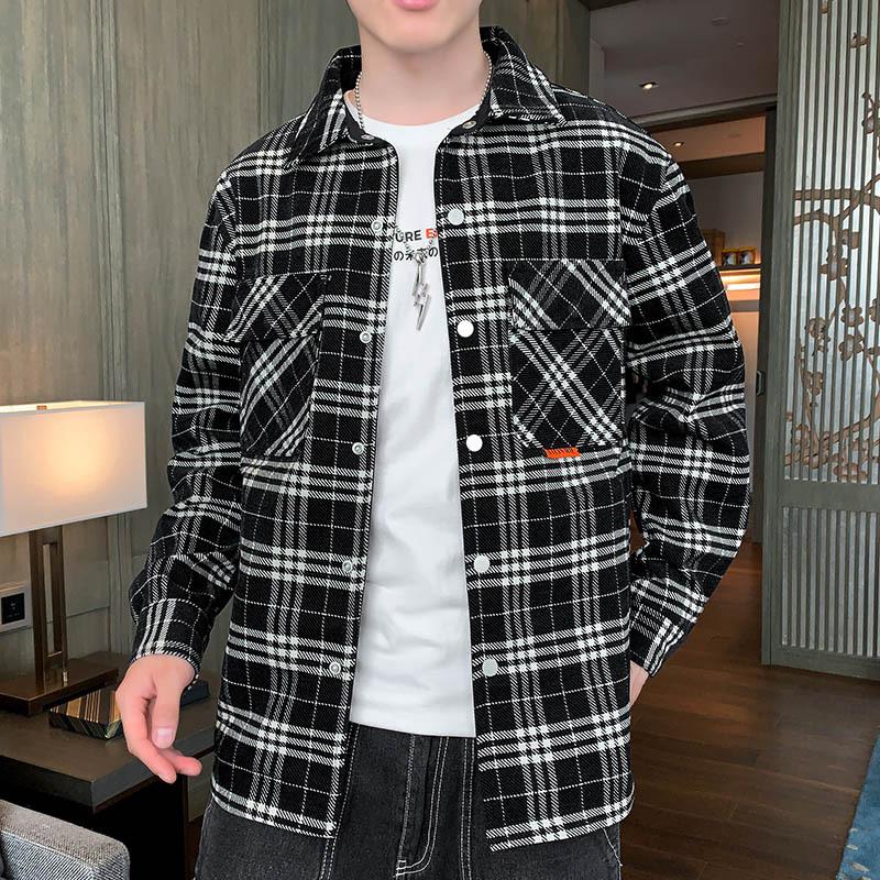 Куртки для мужчин весна и осень новые универсальные модные брендовые модные клетчатые куртки для мальчиков мужские топы повседневная мужская одежда в гонконгском стиле