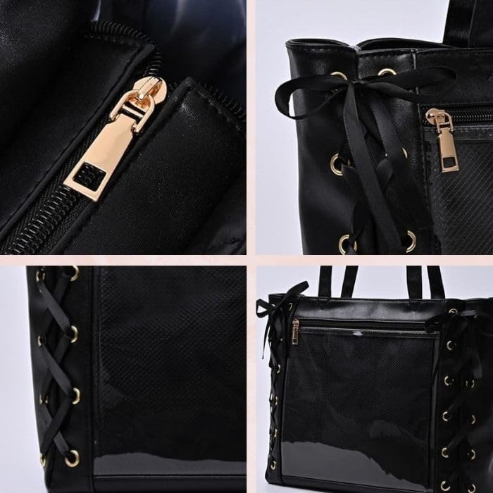 Ita Ita Tote Oshikatsu Ita Otaku A4 Large Light Pink [Harujio] Bag, Bag, Bag, Bag, Bag, Bag, Size, Cute, Capacity, Popular, Lace-Up, Ribbon, Black,