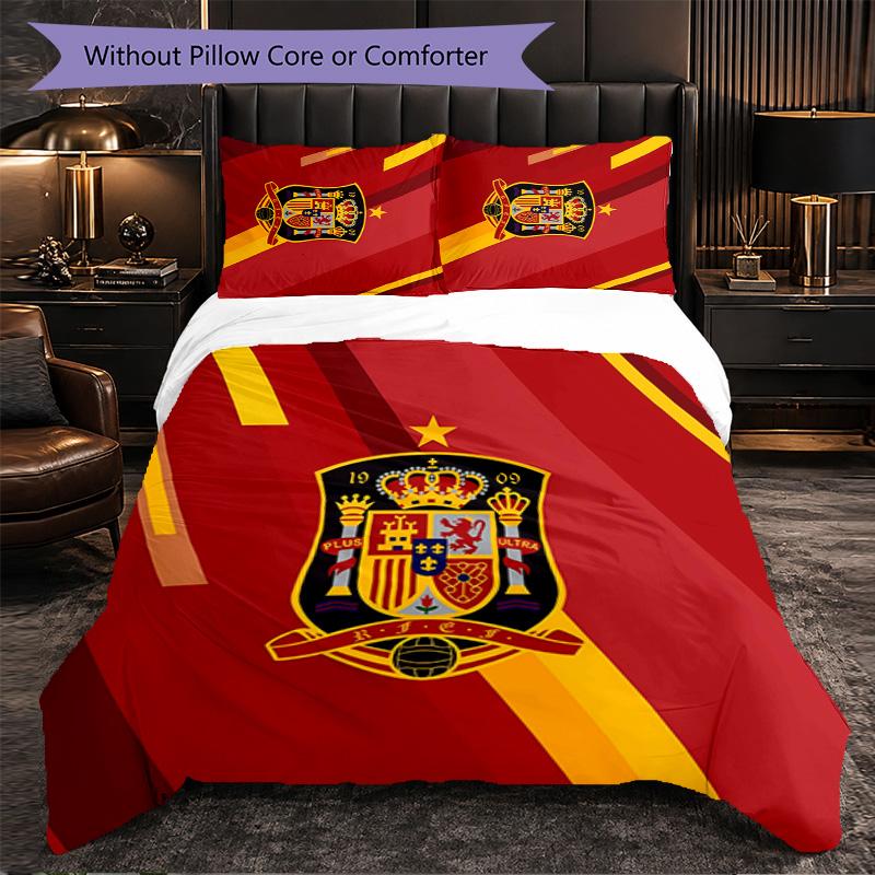 Spain national football team 3 Piece Bedding Set Soft Duvet Cover Set with Pillowcases Printed Bedroom Decor Set for Home