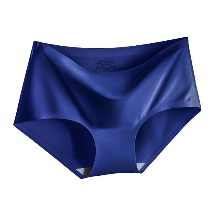 Women's Ice Silk Seamless Mid-Waist Panties - Breathable, Sexy Triangle Design