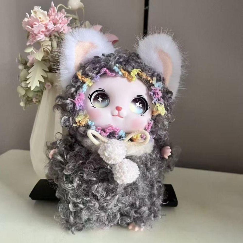 Soft Vinyl Face Rabbit Plush Keychain Fluffy Plush Bunny Doll Pendant Gift for Friends