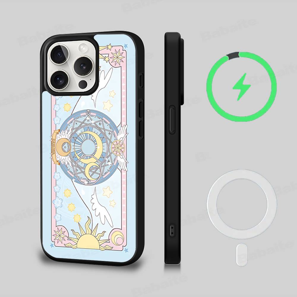 Магнитный матовый чехол для телефона C-Cardcaptor Sakura для iPhone 16 17 15 14 13 12 11 Для Magsafe Беспроводная зарядка Обложка