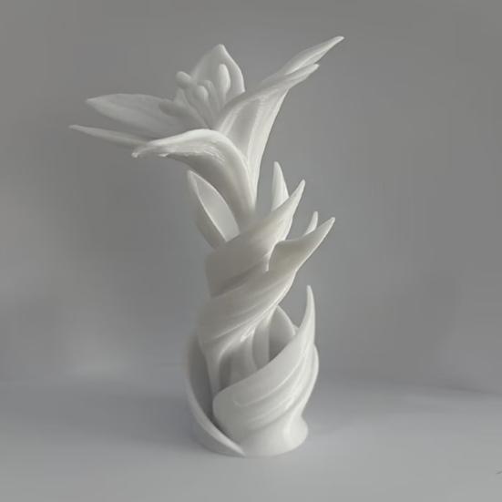 3D-печатная скульптура цветка лилии, Современное переплетенное белое цветочное искусство, Уникальный подарок на свадьбу и годовщину для пары, Элегантный домашний декор для гостиной,