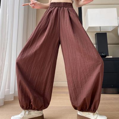 Женские хлопково-льняные спортивные штаны Свободные Летние брюки-фонарики из тонкого ледяного шелка Повседневные Солнцезащитные Японские брюки широкого кроя Yamamoto