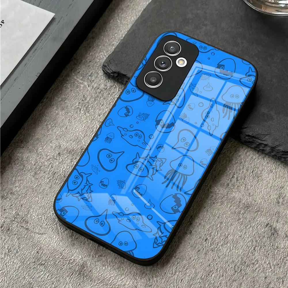 Чехол для телефона D-Dragon Quest Slime для S25 Ultra Samsung S26 S23 S24 Plus S22 S20 S21 Fe A54 A34 A53 A16 Стеклянная крышка