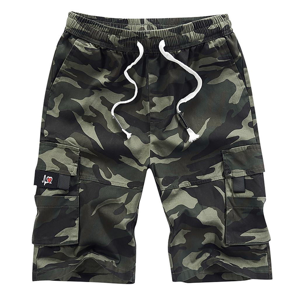 Casual Men's Fashion Drawstring Pocket Sports Pants Cotton Five-point Shorts Overalls Shorts