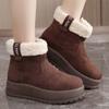 Women's Thick-soled Winter Lightweight Warm One-step Leather Fur One Padded Snow Boots Non-slip Wear Casual Sneakers Cotton Boots