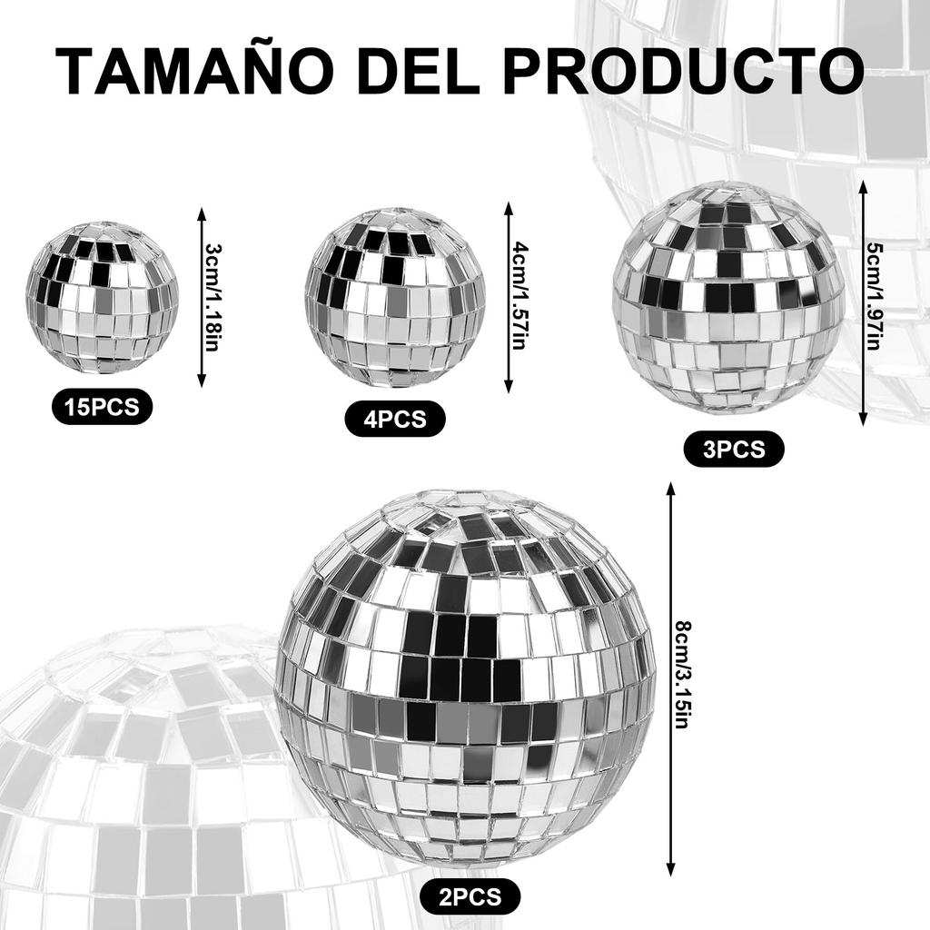 24 шт. диско-шаров, зеркальный диско-шар, диско-шар, украшение для диско-шара, украшения для диско-шаров для украшения торта, светоотражающие