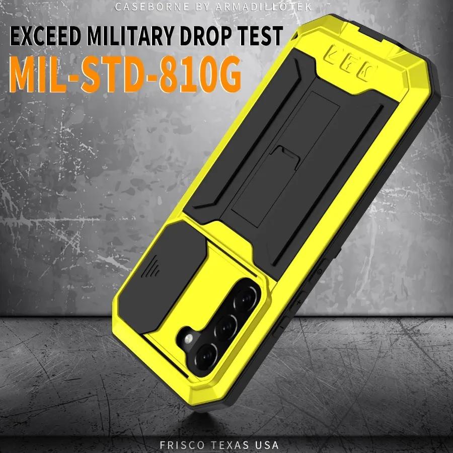 For Samsung S22 Plus S22 Ultra Case Rugged Aluminum Metal Stand with Screen Protector Shockproof Cover Screw Bumper