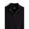 HM slimM Fit Zip Top Тонкий вязаный свитер черного цвета