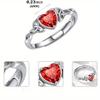Women's 925 Silver Adjustable Simple Style Heart-Shaped Wedding Ring Jewelry Accessory Women's Ring