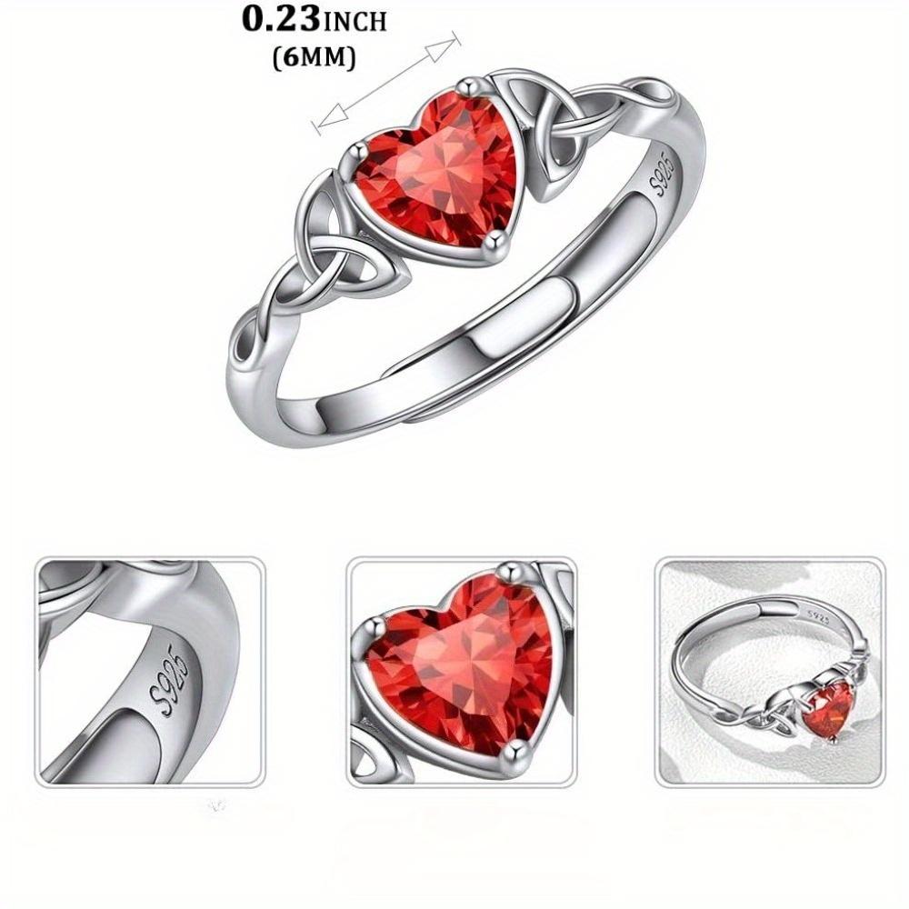 Women's 925 Silver Adjustable Simple Style Heart-Shaped Wedding Ring Jewelry Accessory Women's Ring