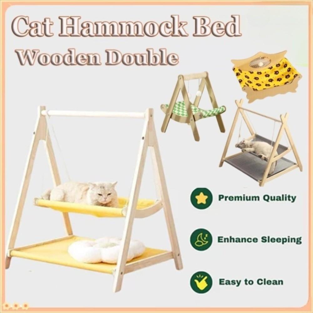 Solid Wood Cat Cradle Bed Thickened Cat Swing Hanging Bed New Cat Hammock Bed Pet Small Bed