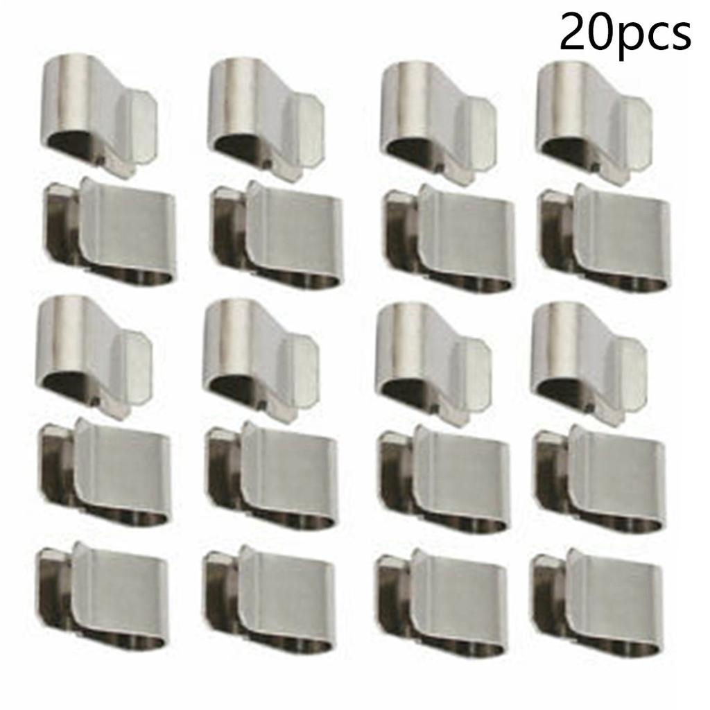 20pcs Stainless Steel Cable Clip Silver Tone Solar Photovoltaic Parts Accessories Cable Clip Wires Clamp