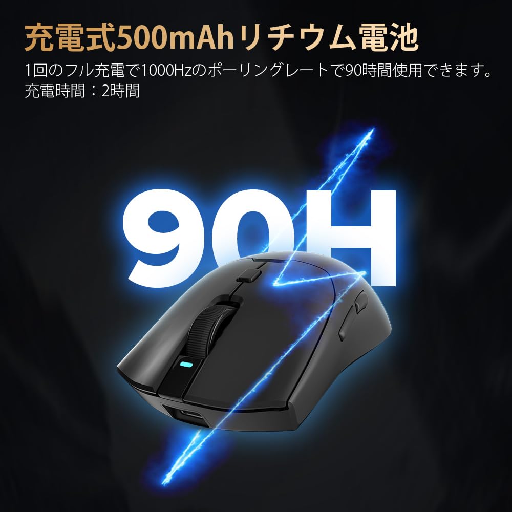 Delux M700PRO Wireless Gaming Lightweight PAW3395 Sensor 26000 80 Million 90 Hours of 1000Hz Polling Rate Mouse, 59g, DPI, Clicks, Life, Dual-Mode
