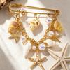 Bohemian Starfish Conch Shell Imitation Pearl Pendant Brooches for Women Men Beach Vacation Style Suits' Brooches Accessories