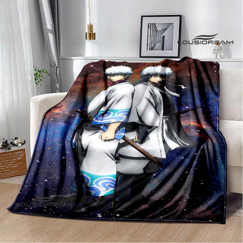 GINTAMA Мультяшные принтованные одеяла Плед для пикника Теплые фланелевые одеяла Постельное белье для дома Одеяла для кроватей Подарок на день рождения