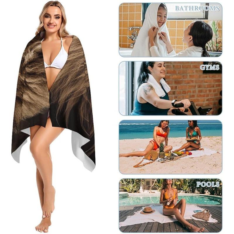 Roar Your Style with Our Majestic Lion-Print Beach Towel! Suitable for towels, bath towels, beach towels