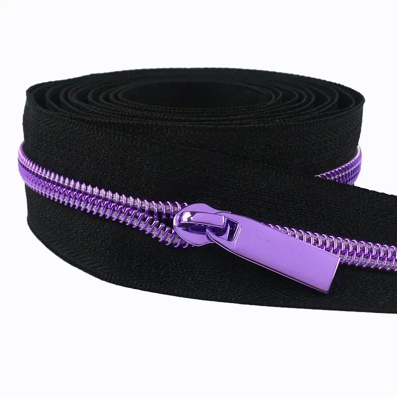 Meetee 10/20M 5# Nylon Zippers Tape + Zipper Slider Puller for Sewing Bag Shoes Garment Zips Repair Sew Crafts DIY Accessories