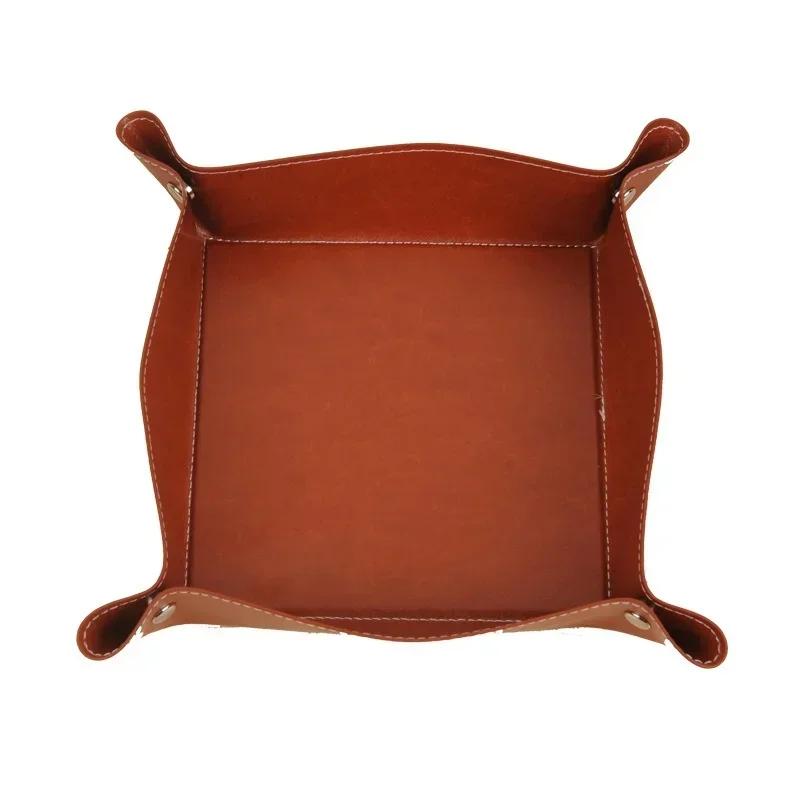 Креативный складной поднос из искусственной кожи для хранения вещей, ящик для хранения ключей, закусок, органайзер для офиса, школы