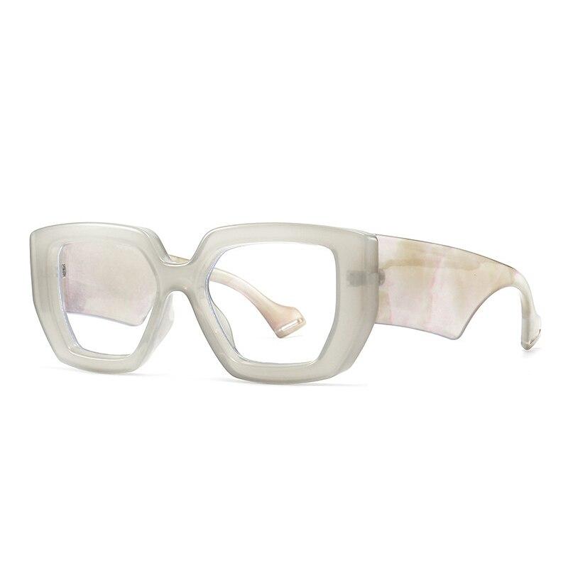 SO&EI Fashion Colorful Square Women Glasses Frame Clear Anti-Blu-Ray Spring Hinge Wide Legs Eyewear Men Optical Polygon Frame