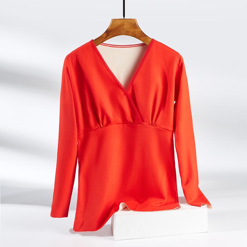 Бесшовный теплый осенний топ для беременных с бархатом, для кормления и послеродового периода, длинные рукава, 2003 г.