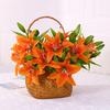 Artificial Flower Weather-resistant Non-fading No Withering No-Watering Easy Maintenance 3D Printing 3 Heads Artificial Lily Flower Home Decor