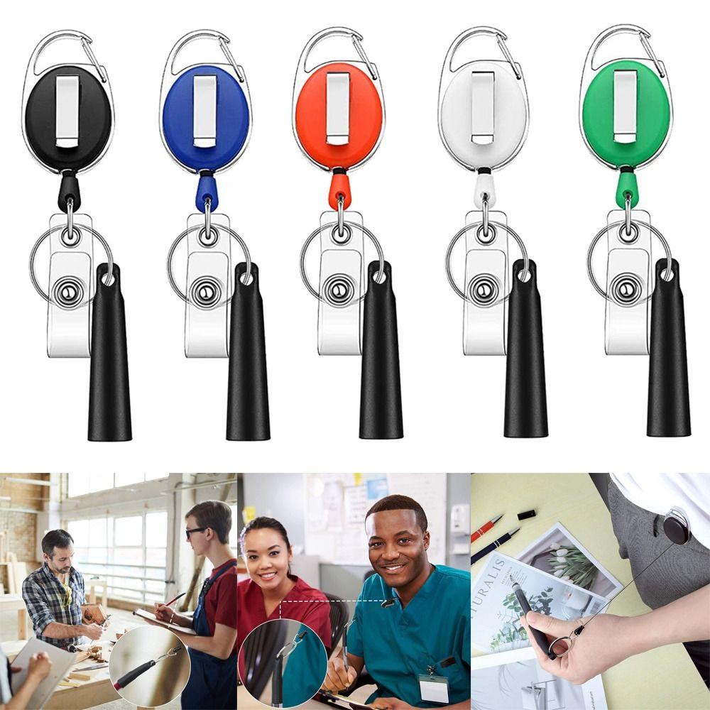 Elastic Pen Pull Holder Reel Retractable Pen Case Anti Lost Rope Pen Clip Carpenters