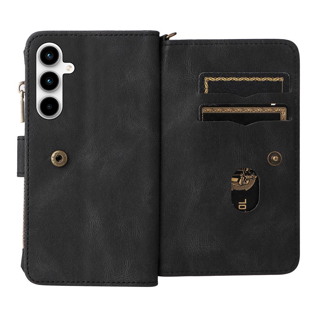 For Samsung Galaxy A35 5G Zipper Wallet Case with 15 Card Slots and Strap Leather Phone Cover
