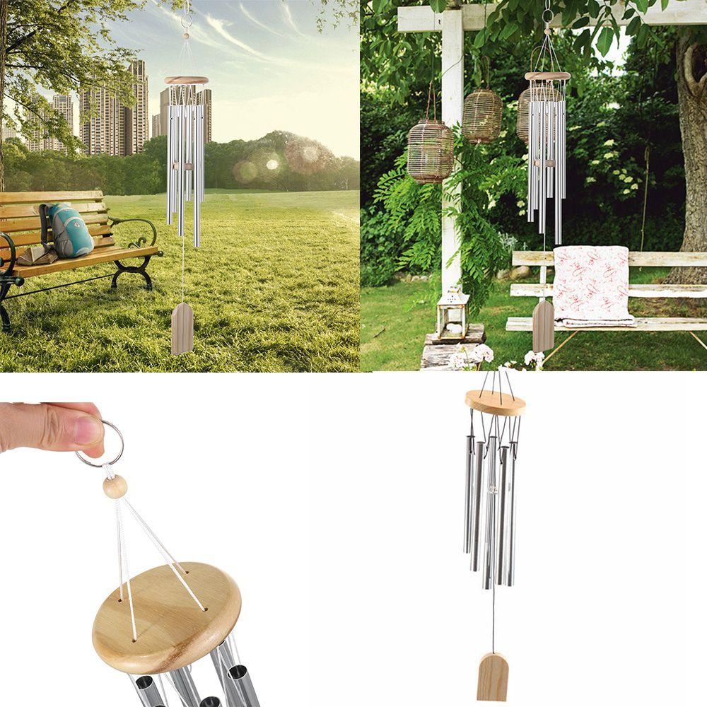 Series Garden Decor Garden Decoration Solid Wood Hanging Decorations Wind Chime Aluminum Tubes