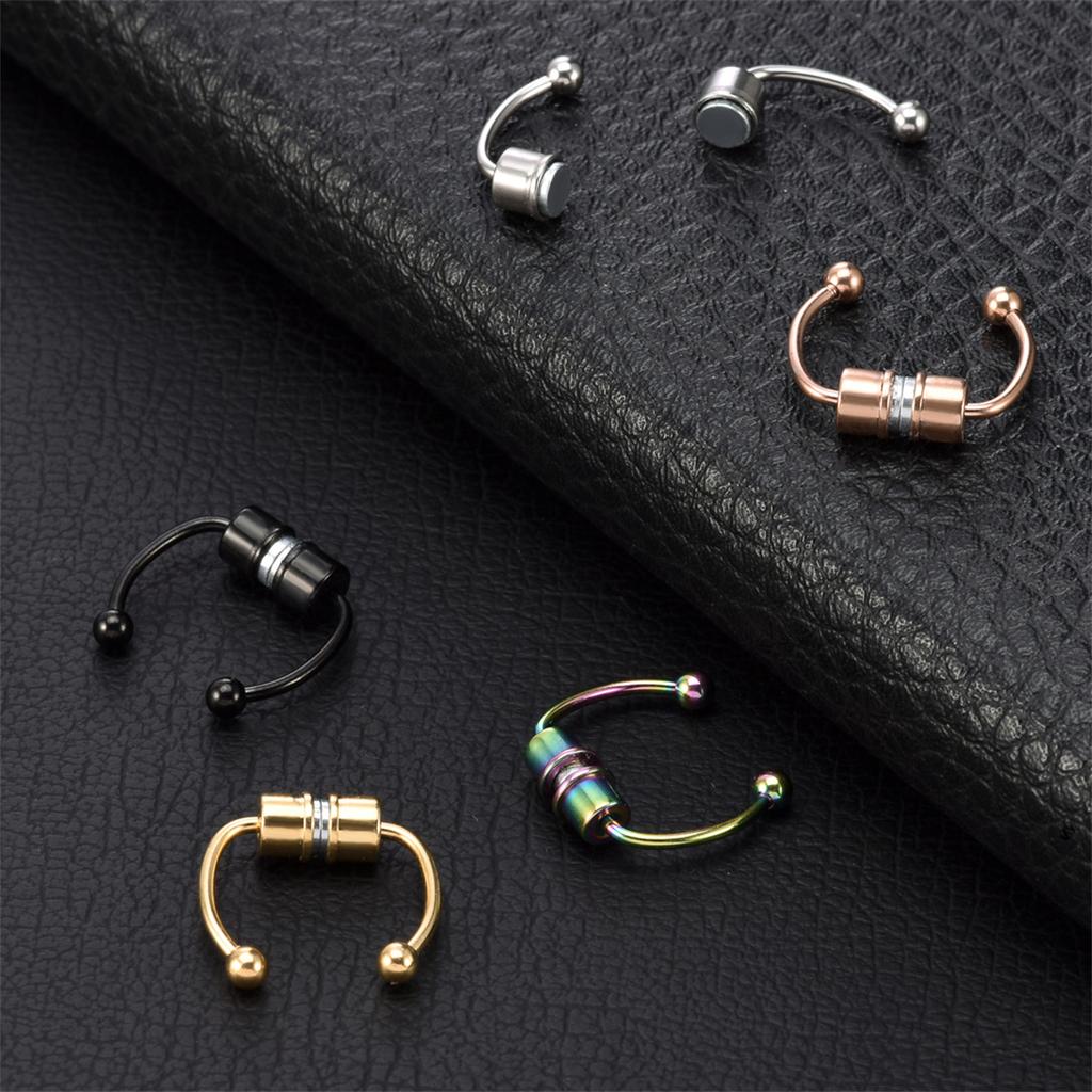 Магнитное кольцо из нержавеющей стали в носу Кольцо в форме подковы Зажим для носа без пирсинга Обруч для носа Магнитный пирсинг для ногтей в носу