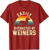Easily Distracted By Weiners Dachshund Silhouette Unisexs Graphic TShirt Casual Cotton Tee