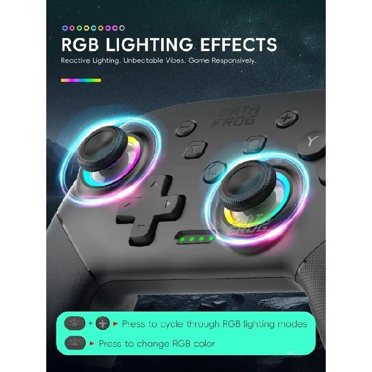 Bluetooth-контроллер DATA FROG для Switch 2 / OLED / Lite, Беспроводной Pro геймпад с Турбо и аккумулятором 1000 мАч