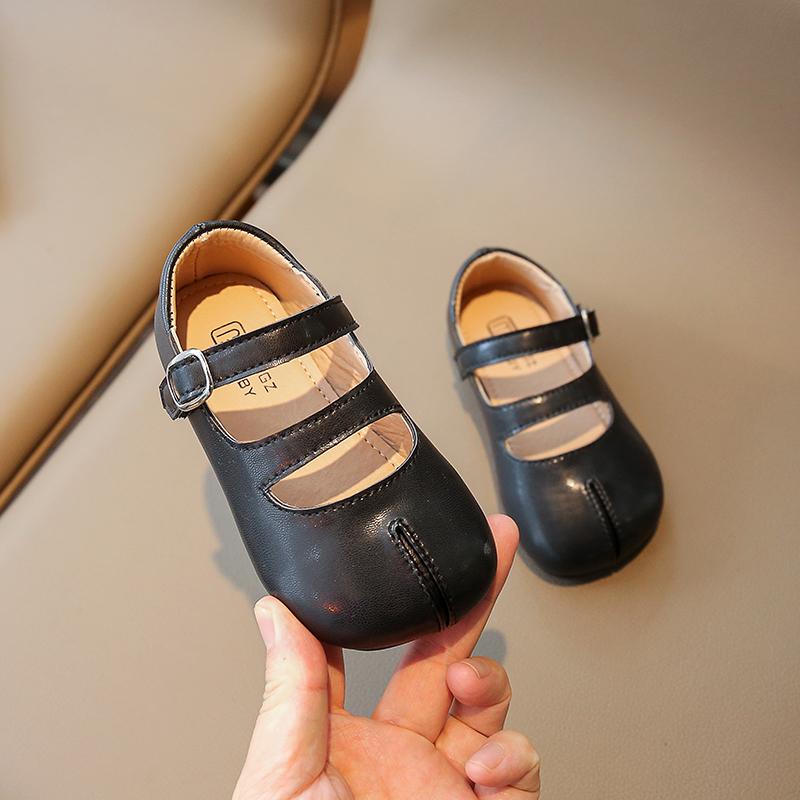 Korean Style Princess Casual Shoes Spring Autumn Soft Hook & Loop Girls Flats Boys Simple Kids Shoes 2024 New Simple Solid Color
