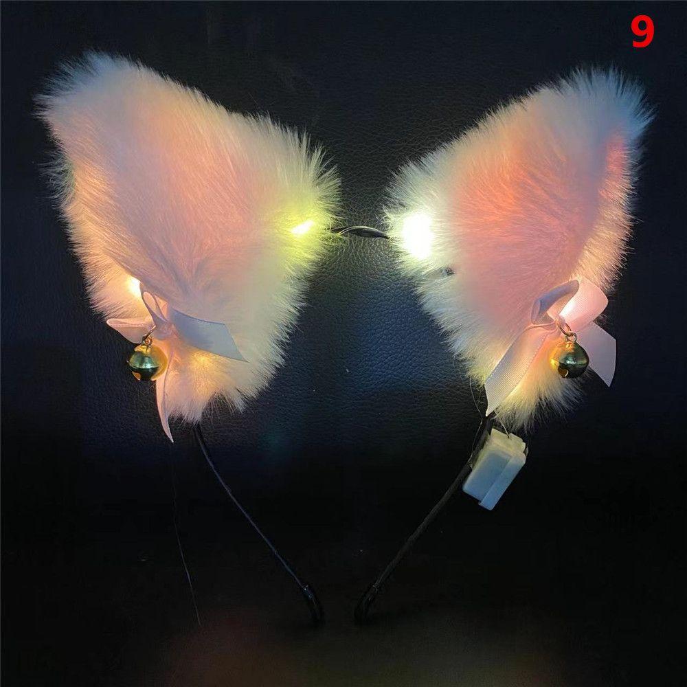 With LED Light Plush Furry Cat Ear Headband Fancy Dress Hairband Hair Accessories Cosplay Headwear