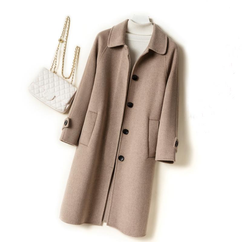 Женское пальто из 100% шерсти, СОВРЕМЕННОЕ НОВОЕ Осеннее шерстяное длинное пальто SAGA, полупальто ручной работы, зимняя теплая шерстяная длинная куртка, пальто