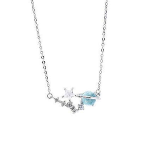 Новое женское ожерелье Fantasy Planet из синего стекла, свежая и универсальная цепочка-воротник Aurora Starry Sky