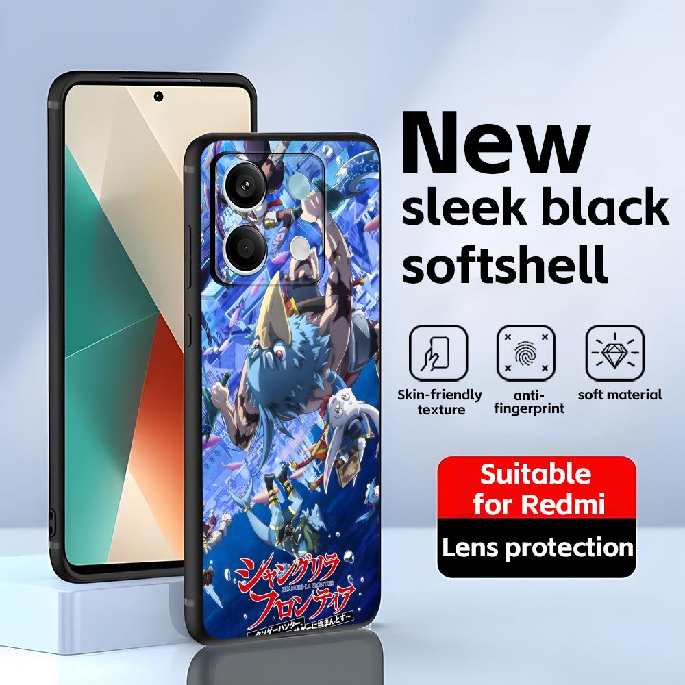 Чехол для телефона Shangri-La Frontier Для Redmi Note 14 13 12 11 Pro Plus S 5G 14C A3 Мягкий черный чехол