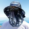 Outdoor Sunscreen Hat with Face Neck Cover And with Lace-Up Design Hollow Mesh Large Brim Anti-UV Sunlight Protection Outdoor Fishing Travel Cap