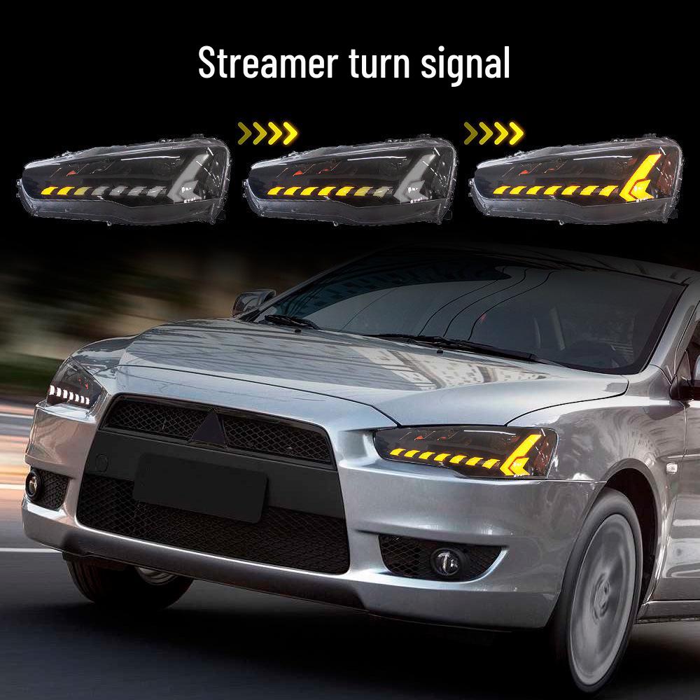 Совместимая светодиодная фара в сборе для Mitsubishi Lancer 09-16 с модом EVO и последовательным указателем поворота