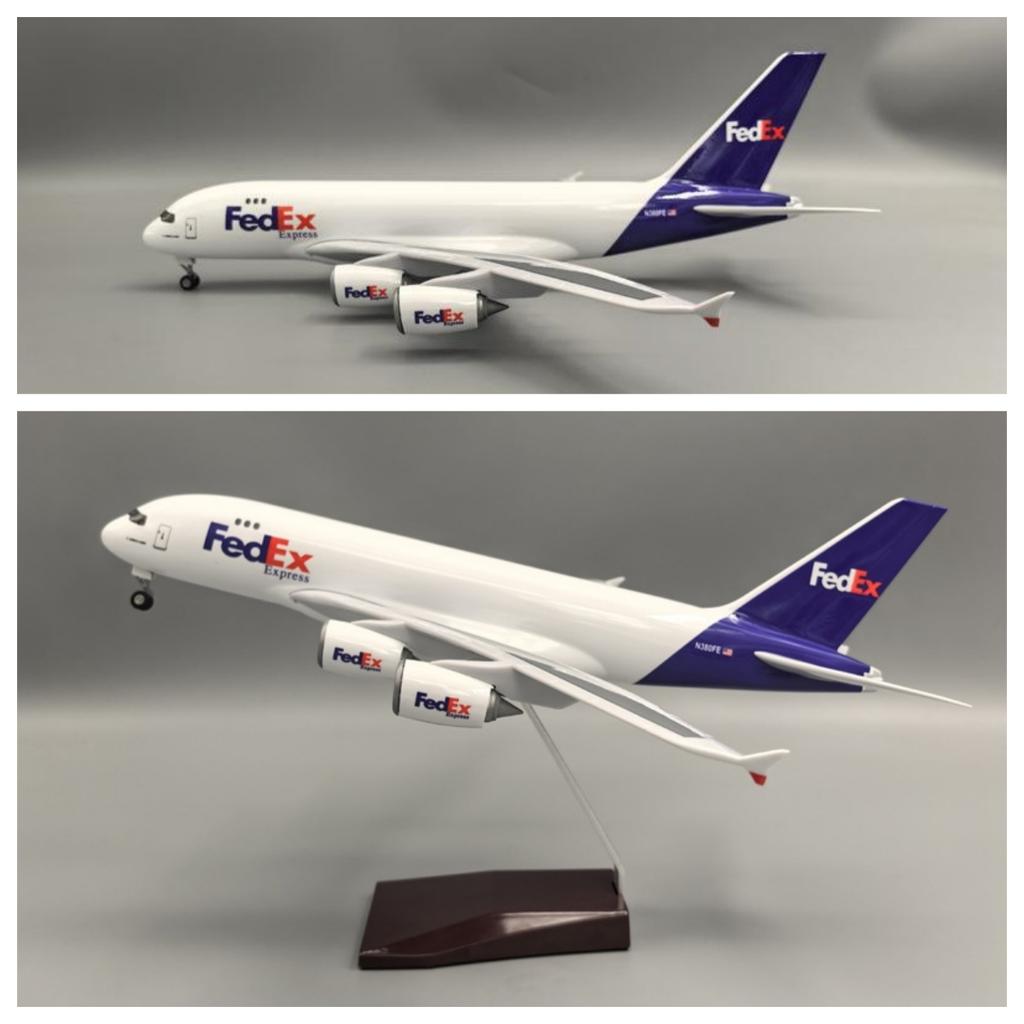47 см Самолет A380 FedEx Cargo Масштаб 1/160 С подставкой для самолета и колесами Металл Смола Коллекция моделей самолетов Подарок Сувенир